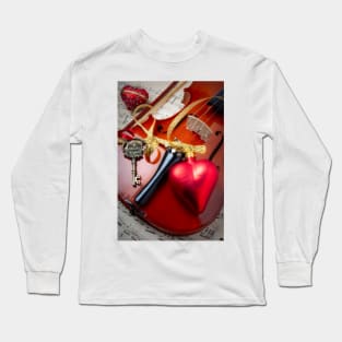 Red Heart And Santa Key Ornament Long Sleeve T-Shirt